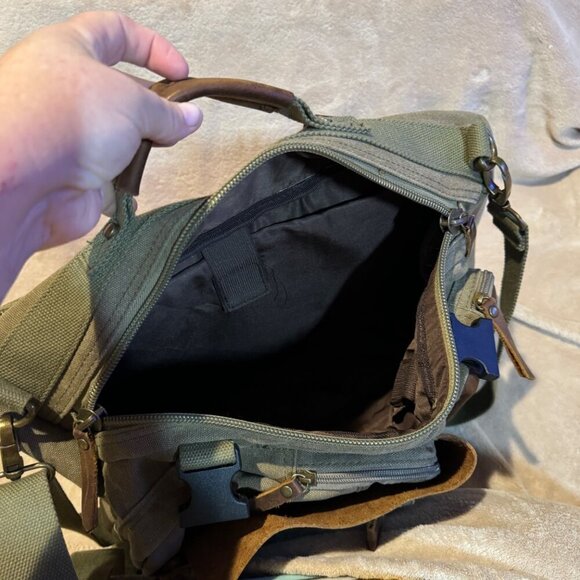 Canvas Travel Backpack laptop, Large Capacity Hiking Backpack, Outdoor Casual Da - Picture 10 of 14